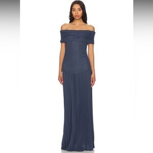 Lioness Navy Off-Shoulder Maxi Dress